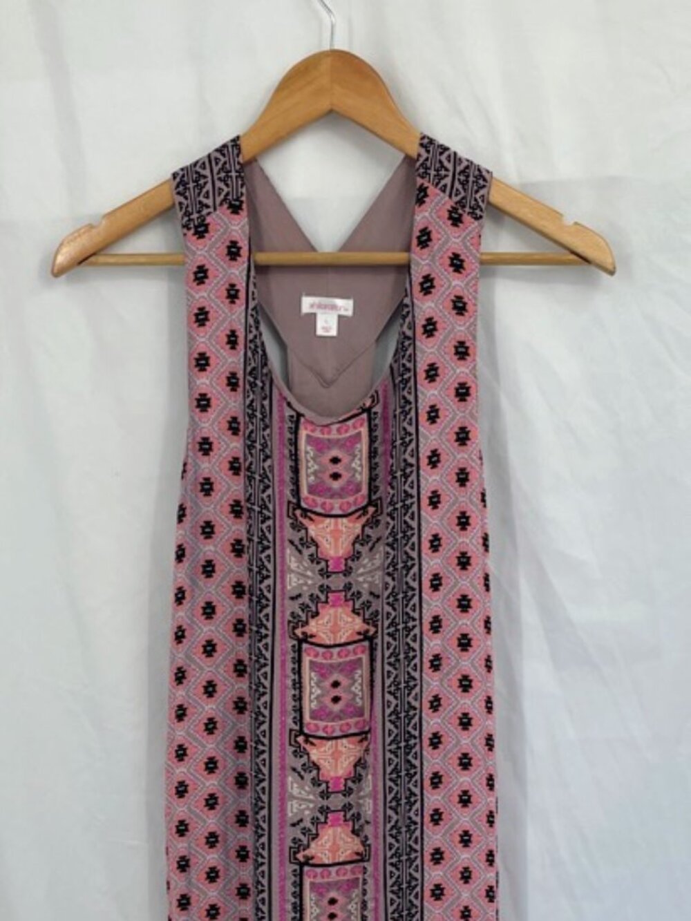 Xhilaration Sleeveless Pink/Brown Aztec Design Maxi Dress